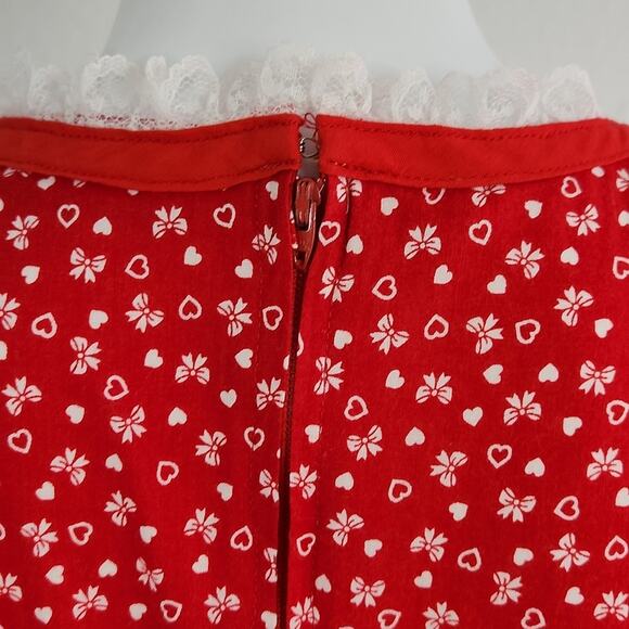 Cottagecore Ribbon Bows & Hearts Maxi Dress Size Small - Picture 12 of 13